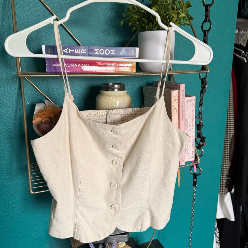 Women’s Cottagecore button up spaghetti strap crop top